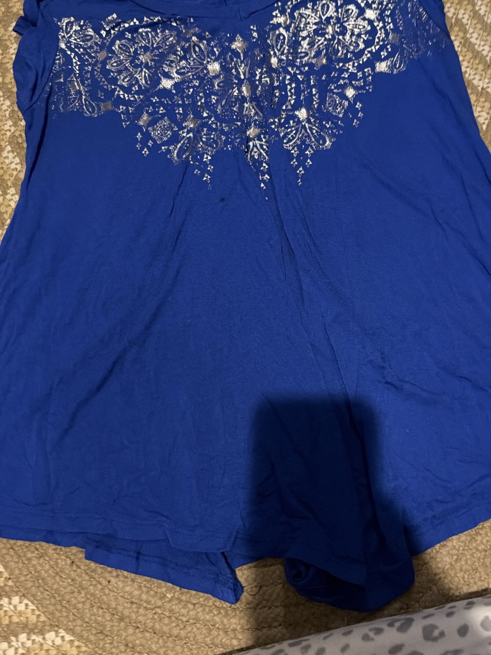 B.L.E.U. Royal Blue Tank Top with Silver Foil Detail
